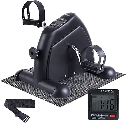 Mini Bicicleta de Ejercicio, Sportneer para Debajo del Escritorio, mini mini Bicicletas de Ejercicio con Pedal Portátil, Bicicleta de Ejercicio con Monitor Digital y Alfombrilla Antideslizante, Resistencia Ajustable  