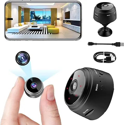 Mini Camara Espia, 1080P HD Mini WiFi Oculta Cámara Espía para Ver En El Movil, Interior Micro Cámaras De Vigilancia Larga Duracion Spy CAM con Visión Nocturna Detección De Movimiento  