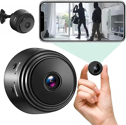 Mini Camara Espia Wifi Oculta con Imagen Full HD Cámara Vigilancia Pequeña Para Ver en Movil, Visión Nocturna Interior/Exterior con Detección de Movimiento, Mini Cámara Espía de Seguridad Portátil  