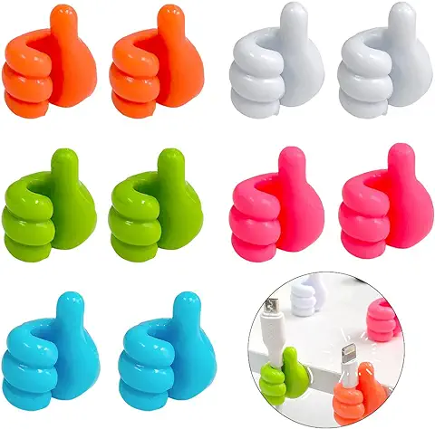 Mini Ganchos Adhesivos para Pared, 10 Piezas, Gancho Multiusos para Pulgar, para Escritorio, Cables de Carga, Divertidos.  