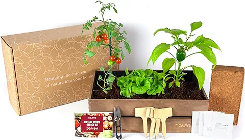 Mini Huerto Urbano Vintage - Semillas Orgánicas de España - (Lechuga, Rábanos, Pimientos Verdes y Tomates Cherry) - Kit Completo para Cultivar tus Hortalizas Frescas en Casa  