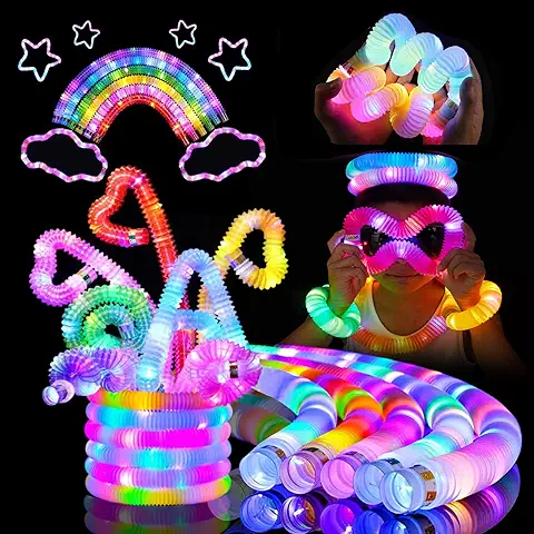 Mini Juguetes Sensoriales de Tubos Luminosos Pop ,12PCS Juguetes Educativos, Elástico Multicolor para Aliviar Estrés  