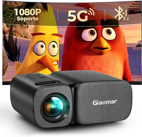 Mini Proyector 5G WiFi Bluetooth, Giaomar Proyector 8500 Lumens Soporta Full HD 1080P, Videoproyector de Cine En Casa para Teléfono/TV Stick/PS4/HDMI/AV/USB  