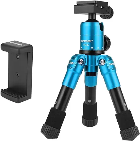 Mini Tripode Trípodes de Mesa y Viaje ZOMEi CK-45 Marco Ultracompacto de Aluminio Aleado/con Cabezal Panorámico de 360 Grados para Cámaras DSLR Canon Nikon Sony y Teléfonos Inteligentes-Azul  