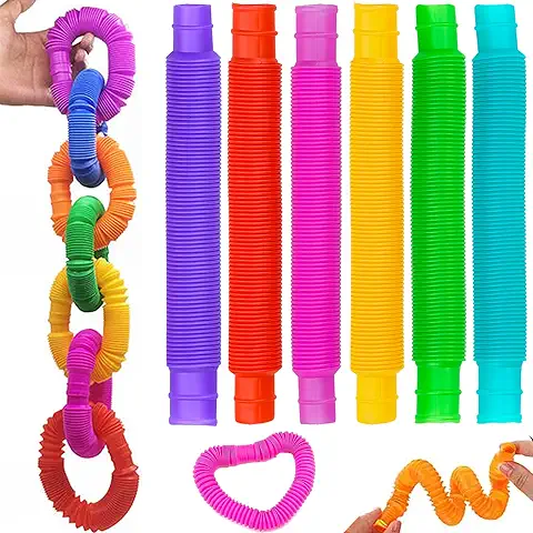 Mini Tubos Pop Juguetes Sensoriales 6 Piezas Juguetes Sensoriales de Tubo Elástico de Colores Juguete Educativo Infantil Herramientas Sensoriales Elásticas para Aliviar el Estrés y la Ansiedad  