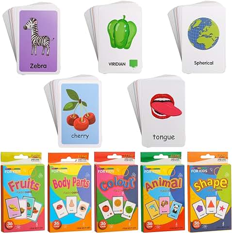 Mis Primeras Palabras, 180 Tarjetas Montessori Educativas Ingles, Flashcards Tarjetas Cognitivas Bebe, Tarjetas Didácticas Juguetes Bebes - Animales, Frutas, Formas, Colores, Parte del Cuerpo  