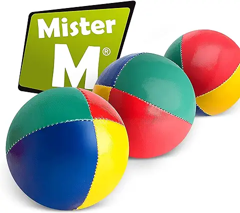 Mister M | Set con 3 Bolas de Malabares Fáciles de Agarrar | Revestimiento Impermeable y Acolchado Ecológico | Apto para Principiantes y Expertos | con App y Videotutorial Online  