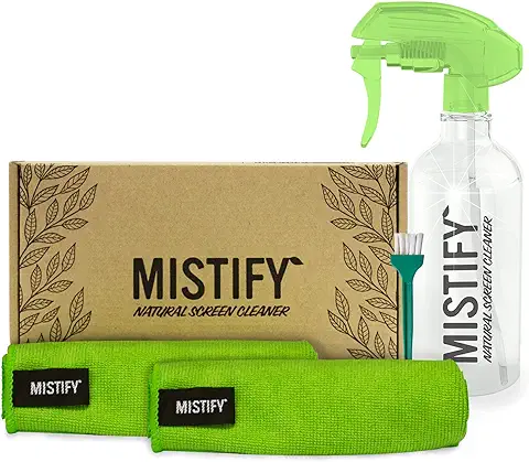 Mistify 500ML Producto Spray Natural de Pantalla + 2 Gamuza Microfibra - Libre de Amoníaco y Alcohol [Sin Pelusa para Usar en TVs, Computadoras, Tabletas, Teléfonos, Pantallas de Retina]  