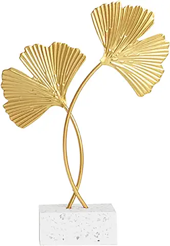 Miystn Ginkgo Biloba Adornos Decorativos, Adornos para el Hogar, Adornos de Escritorio para Escritorio, Salón, Dormitorio, Decoración Hecha a Mano (1 Pieza, Dorado)  