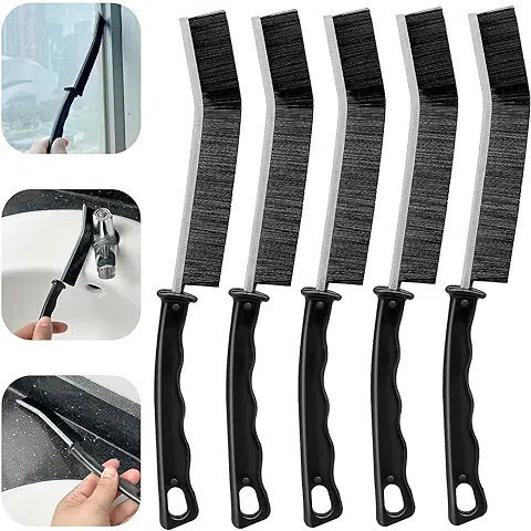 Mkitnvy 5PCS Piezas Cepillo para Limpieza de Grietas, Cerdas Duras Cepillo de Limpieza de Huecos Multifuncional para Rieles de Puertas de Ducha, Ventanas  