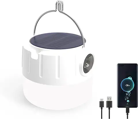 MMXIANG LED Lampara Camping,1000 Lux Linterna LED Recargable Solar,4 Modos de Iluminación Portátil Para Camping,Senderismo,Trabajo,Pesca,Actividades Alire Libre e Iluminación de Emergencia  