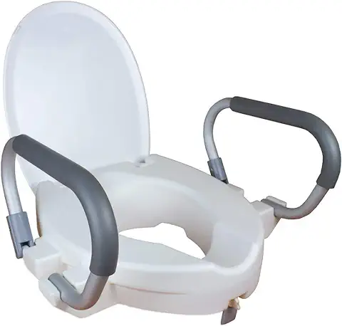 Mobiclinic, Elevador WC para Adultos con Reposabrazos, Alcalá, Marca Española, 10 CM, Asiento Elevador WC para Ancianos, Tapa y Reposabrazos Abatibles, Movilidad Reducida, Ortopédico, Blanco  