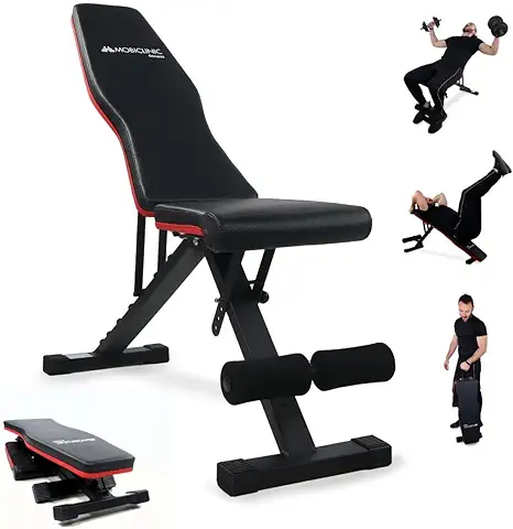 Mobiclinic® Fitness, Banco de Musculación, Plegable, Soporta 200kg, Asiento y Respaldo Regulable, FlexFit, Multifunción, Banco de Pesas, Entrena Cuerpo Completo, Resistente y Estable, Gym en casa  