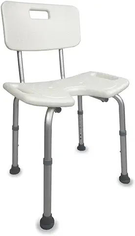 Mobiclinic, Silla de Baño, Marisma, Taburete de Ducha, Marca Española, Asiento en U, Ortopédica, Altura Regulable, con Respaldo, Conteras Antideslizantes, para Personas Mayores, Movilidad Reducida  