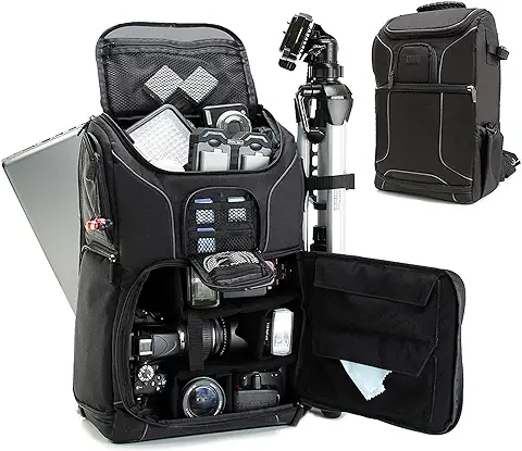 Mochila Cámara de Fotos Reflex DSLR USA Gear, Funda Resistente al Agua. Compartimento para Portátil y Divisores para Meter un Drone,Tripode, Accesorios, Objetivos  