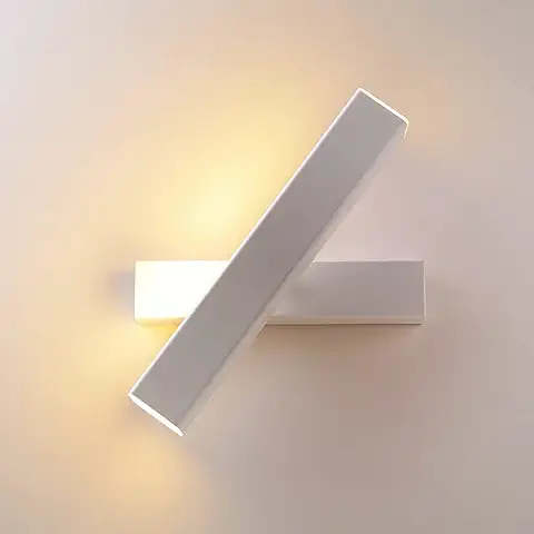 Moderna LED Apliques de Pared Lamparas de Pared Interior con Luz para Decoración de Lluminación, Giratorio 350 °Blanco Cálido Iluminación Para Dormitorio, Pasillo y Corredor (12w, Blanco)  