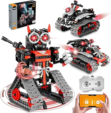 MOJINO Technic Robot Robotica Juguete 6 7 8 9 10 11 12 Kit Robotica de Construcción con Control Remoto 3 en 1 Technik Building Set Regalo para Niños Chico Chica 6-9 10-16 Años, Rojo  