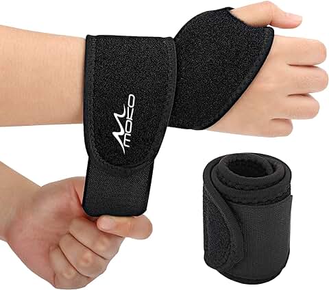 MoKo Muñequera Ajustable para Hombre y Mujer, Muñequeras Atléticas de Muñeca para Túnel Carpiano, Tendinitis, Alivio del Dolor, Recuperación de Lesiones (Manos Derecha e Izquierda) - Negro  