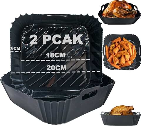 Molde de Silicona para Freidora de aire sin Aceite, 2 Piezas 20CM - Accesorios para Air Fryer 4-6 L Compatible COSORI/Cecotec/Princess/Ninja  