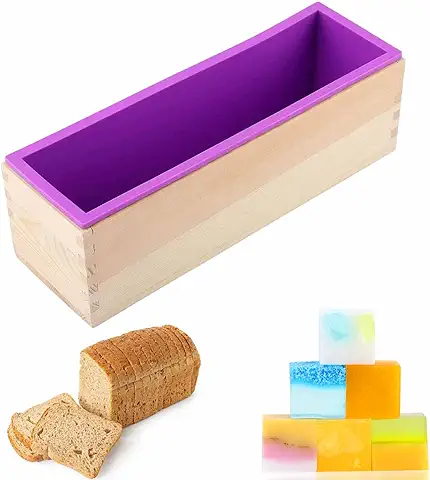 Molde Jabon, Molde Silicona Rectangular, Madera Moldes para Jabones Artesanales, 1200ML Moldes para Jabones, Moldes Jabon Adecuado para Hacer Pasteles Mousse Chocolate Dulces  