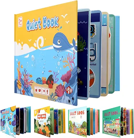 Montessori Quiet Book, Interactive Busy Book Montessori Juguete, Libro Tranquilo Montessori for Toddlers, Puzzle Libro Educativo de Juguete Preescolar, Libro de Juguete para Niños a Partir de 2 Años  