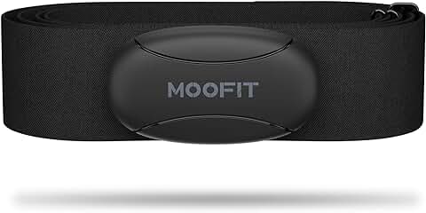 Moofit HR8 Monitor de Frecuencia Cardíaca, Datos de Ritmo Cardíaco en Tiempo Real Soporta Bluetooth5.0/Ant+, Mayor Rango de Comunicación, Compatible con Apps IOS/Android, Equipo de Sport, Negro  