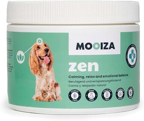 MOOIZA Zen - Tranquilizador para Perros - Suplemento Nutricional Que Ayuda a la Relajación y a Calmar Ansiedad Perros - Antiestres Perro - Calmante Perros - Relajante Ansiedad Perros  