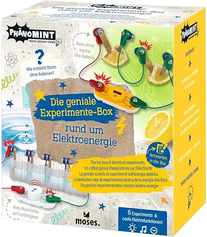 Moses. PhänoMINT - Caja de Experimentos de Energía Eléctrica para Niños, Kit de Construcción de Circuito Eléctrico, Juguete Educativo a Partir de 8 Años, Tamaño Mediano  