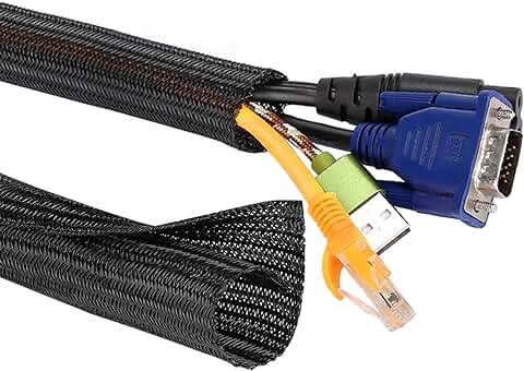 MOSOTECH Organizador Cables, 2x1.6m Cubre Cables Expandible, Organizador de Cables Mesa a Prueba de Polvo para Office y PC Escritorio, Ø19mm, Negro  