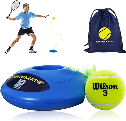 MOVEMATE Dispositivo de Entrenamiento de Pádel/Tenis con Pelota Wilson® | Innovador Equipamiento Deportivo para Exteriores, en el Parque, en el Jardín | con Bolsa de Transporte y Vídeos de Ejercicios  