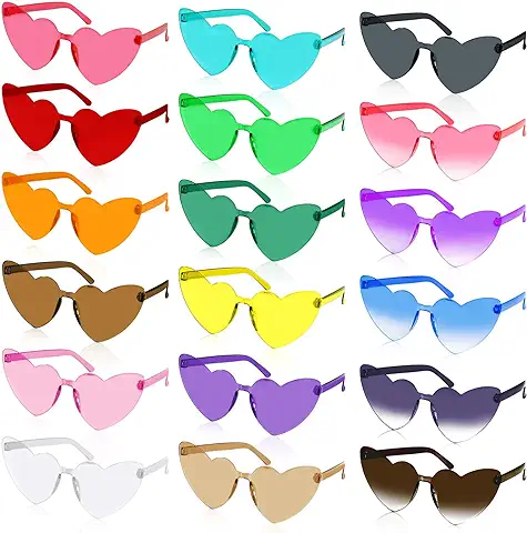 MOYKSRR Fiesta Gafas, 18 Pares Gafas de Corazón, Hippy Gafas de Sol, Gafas sin Bordes, Adecuado para Despedidas de Soltero, Accesorios para Fotomatones, Halloween, Navidad, Adultos y Niños  