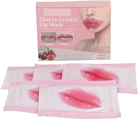 MáScara Hidratante Para Labios De Cristal De ColáGeno,5 MáScaras Para Labios, Parches Para Labios, Nutritivos, Hidratantes, Reducen Las LíNeas Suaves Agrietadas, Almohadillas Exfoliantes Para El  