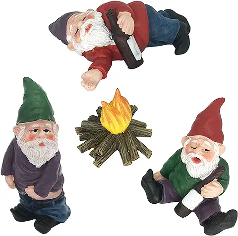 MUAMAX Juego de gnomos de jardín en Miniatura de 3 Figuras de gnomos de Hadas para Accesorios de Jardines de Hadas, Divertidos gnomos en Miniatura para Beber, pequeños Mini gnomos