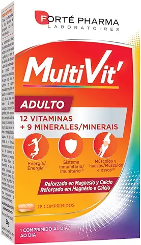 Multivitamínico para Disminuir la Fatiga y Mantener la Energía. MULTIVIT ADULTO, 28 Comprimidos - Forté Pharma  