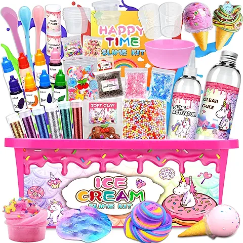 MUOIVG Kit Fluffy Slime para Niñas para Hacer Slime Fluffy de Helado, Esponjoso, de Mantequilla, Nube y Espuma! Slime para Niños Kit Regalos para Niñas y Niños  