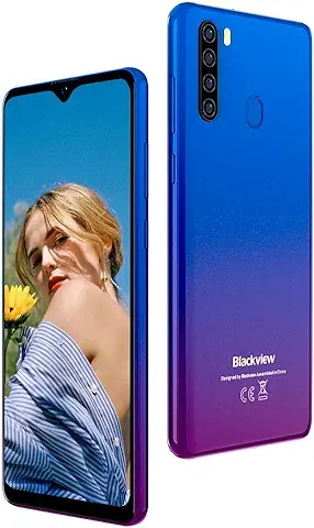 Móviles Libres 4G, Blackview A80 Plus Smartphone Libre Android 10 con Cámara Trasera Cuádruple 13MP, 6.49" HD+ Water-Drop Screen, 4GB+64GB, Batería 4680mAh, Octa-Core MT6762 Teléfono Móvil NFC-Azul  