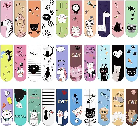 MWOOT 30 Piezas Animales Mixtos Marcadores de Libro Magnéticos,Animals Magnetic Bookmarks Set,Marcapáginas Clip de Página para Estudiantes Lectura(2x6cm,30 Estilos)  