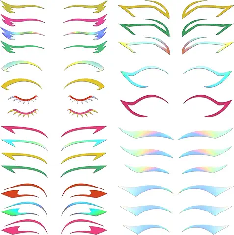 MWOOT 8 Piezas Etiqueta Engomada Delineador Ojos, Maquillaje Ojo, Pegatinas Holográficas, Ceja Pegatinas Sombra Ojos para Año Nuevo Navidad Víspera Todos Santos Carnaval Fiesta Disfraces Decoración-A  