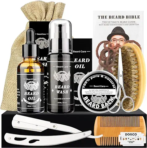 MXTIMWAN | Kit Barba Hombre - 10 en 1 Kit Cuidado Barba Hombre - Kit Barba Profesional Hombres, Tijeras Para Bigote Cuidado Regalos Para Hombre  