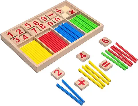 Natureich Montessori Juguete Educativo de Matemáticas de Madera Juego de Tablas de Multiplicar para los Números 1x1 Aprender a Sumar Ayuda para Hacer Cálculos para Niños y Niñas Escuela  