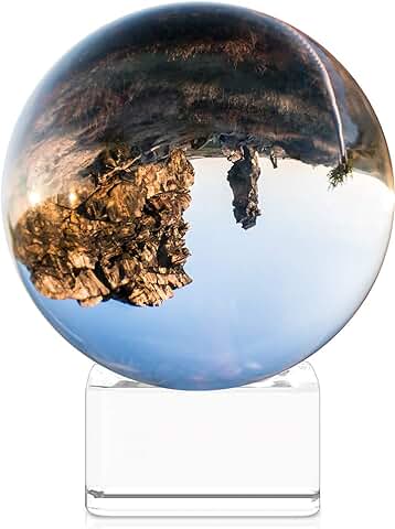 Navaris Bola de Cristal para Fotografía - Esfera con Soporte - Bola de Vidrio K9 Transparente para Decoración - Ø 80mm  