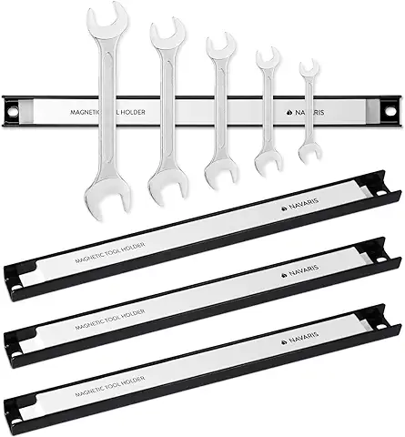 Navaris Imanes para Herramientas - 4x Barra Magnética para Herramientas 30.5 x 2.3 CM - Set Bandas Imantadas para Cocina Garaje Jardín y Taller  