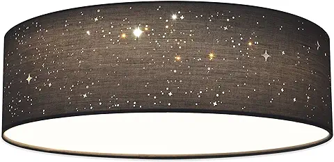 Navaris Lámpara LED Redonda con Efecto de luz de Estrellas - Lámpara de Techo con Plafón para Salón Dormitorio - Gris Oscura  