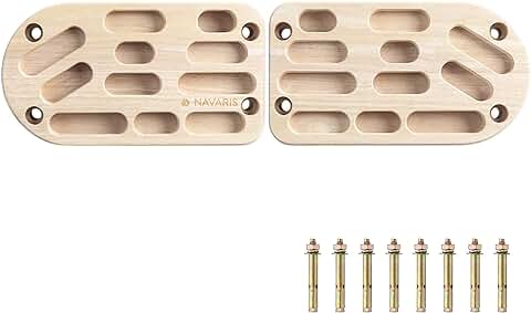 Navaris Set Tablas de Entrenamiento de Escalada - Hangboard de Madera para Fortalecer Dedos Manos Muñecas Antebrazos - 2X Tabla Vertical Colgable  