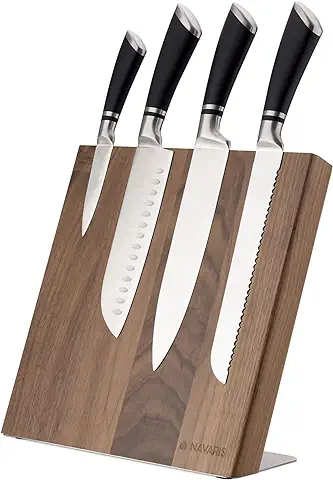 Navaris Soporte Magnético para Cuchillos - Bloque Magnético de Madera para Utensilios de Cocina - Base Imantada para Cuchillo - 27.7 x 27.5 x 12 CM  