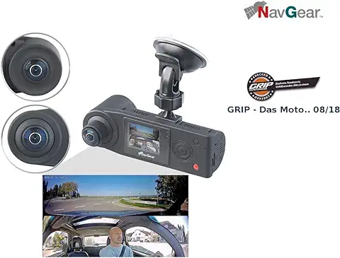 NavGear Sistemas de Cámara con Soporte para Salpicadero - Automóvil Cámara: Dash CAM Full HD con 2 Cámaras para una Vista Panorámica de 360 °, Sensor G (360 La Licenciatura Cámara Automóvil)  