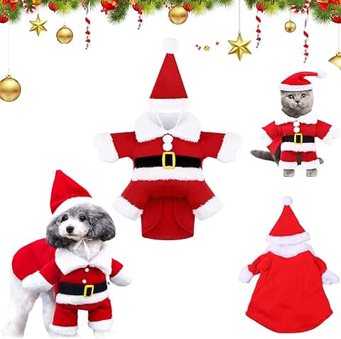 Navidad Ropa para Mascotas Ropa Perros Navidad,Disfraz de Navidad para Perros,Disfraz de Navidad para Mascotas con Gorra,para Perros Pequeños Gatos Divertid (Large)  