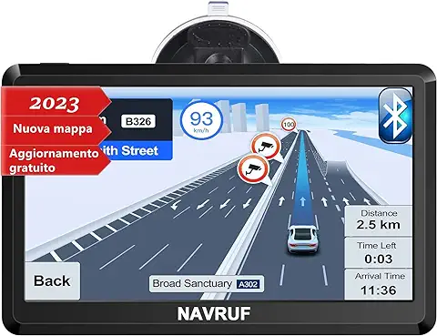 NAVRUF Navegador GPS para Coches con Visera y Bluetooth de 7 Pulgadas, con Mapas Últimos y Actualizaciones de por Vida  