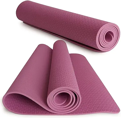 NAWA Home Esterilla Yoga Antideslizante | Alfombrilla Ejercicio Gruesa 6mm | Ideal para Pilates y Yoga | Controla Tus Movimientos | Gran Tamaño 183cm x 80cm, Color Lila  