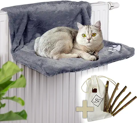 Ne&no Cama para Gatos para Calefacción, Incluye 5 Barras Matatabi, cama Calefactora, apta para Todos los Radiadores, Hamaca para Gatos para Calefacción, sin Sustancias Nocivas, con Inserto Extraíble  